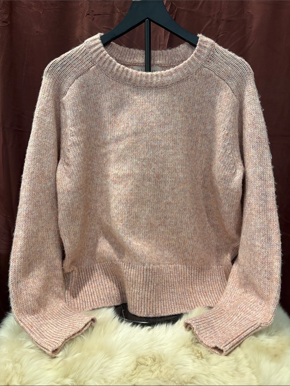 Philosophy Cozy Women's Crewneck Knit Sweater - Blush Heather Size Large